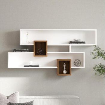  Fali polc KAREN 120x72,2 cm fehér/barna  kép