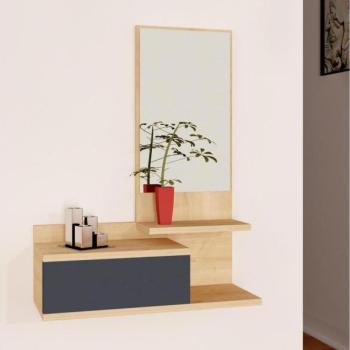  Fali polc tükörrel ROZELLA 90x60 cm bézs/antracit  kép