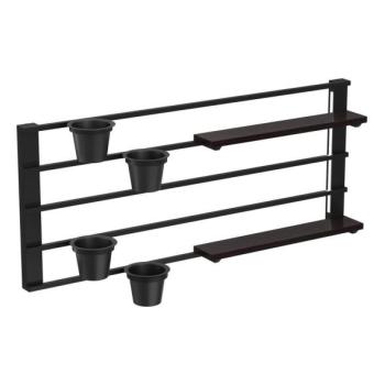  Fali polc virágcserepekkel és LED világítással SHELF 50x118 cm fekete/fenyő  kép