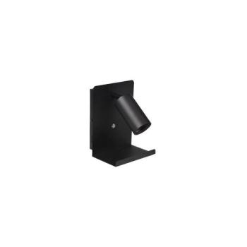  Fali spotlámpa polccal, USB töltővel 1xGU10/35W/230V fekete  kép