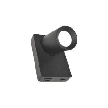  Fali spotlámpa TAFT 1xGU10/30W/230V USB fekete  kép