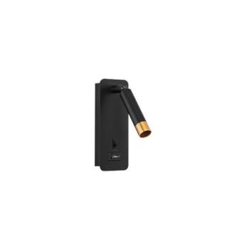  Fali spotlámpa USB töltővel 1xG9/35W/230V fekete/arany  kép