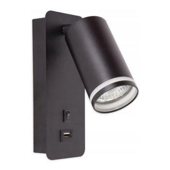  Fali spotlámpa USB töltővel 1xGU10/35W/230V fekete  kép