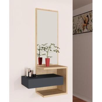  Fali tükör polccal STELLA 90x49 cm barna/antracit  kép