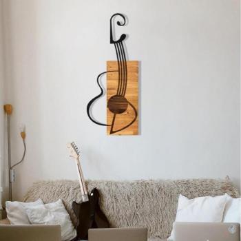  Falra szerelhető 39x93 cm fa/fém gitár dekoráció  kép
