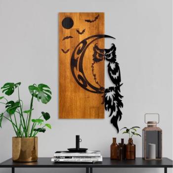  Falra szerelhető dekoráció 36x66 cm bagoly fa/fém  kép
