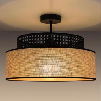  Felületre szerelhető csillár  BOHO 1xE27/60W/230V átm. 40 cm fekete/rattan  kép