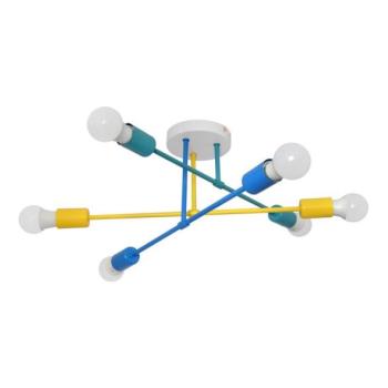  Felületre szerelhető csillár CAMBRIDGE 6xE27/20W/230V kék/sárga  kép