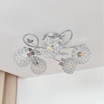  Felületre szerelhető csillár SOPHIA 5xE27/15W/230V fényezett króm/átlátszó  kép