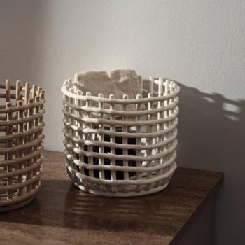 ferm LIVING Kerámia kosár, kerek, Ø 23,5 cm, fehér, kerámia kép