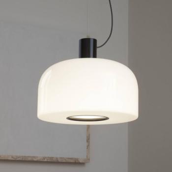 FLOS Bellhop Glass S2 függőlámpa, csokoládébarna, Ø 45 cm kép