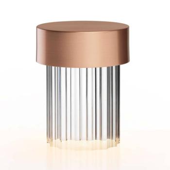 FLOS LED újratölthető asztali lámpa Last Order, bordázott, réz, IP20 kép