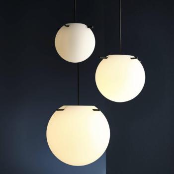 FRANDSEN függőlámpa Koi, üveg, fehér/fekete, Ø 19 cm kép