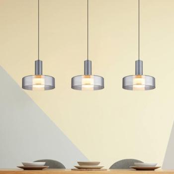 Grant LED lógó lámpa, 90 cm hosszú, füstszürke, 3 izzós, üveg kép