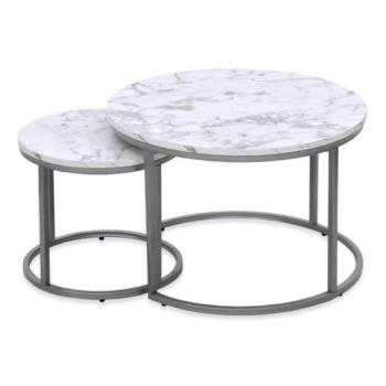 Halmar KÉSZLET 2x Kávésasztal PAOLA átm. 38/60 cm szürke/márvány dekoráció  kép