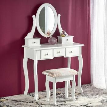 Halmar Öltözködő asztal SARA 80x130 cm + stool 45x37 cm fehér  kép