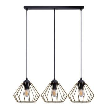 HEXE Csillár zsinóron CEED GOLD 3xE27/60W/230V fekete/arany  kép