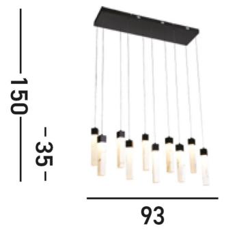 Holdsugár LED-es függőlámpa, 10 lámpás, fekete, fehér, fém kép