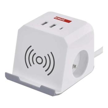  Hosszabbító kábel 2m, QI vezeték nélküli töltés, 2xUSB kép