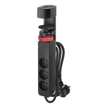  Hosszabító kábel asztali rögzítéssel 3Z + 3xUSB 1,5m fekete  kép