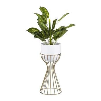 HowHomely Fém virágcserép LOFT 46x20 cm arany/fehér  kép