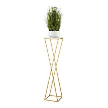 HowHomely LOFT virágtartó állvány 100x24 cm arany/fehér  kép