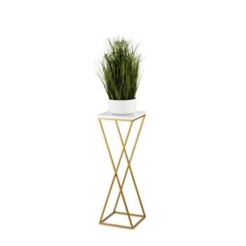 HowHomely LOFT virágtartó állvány 70x24 cm arany/fehér  kép