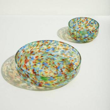 HÜBSCH Konfetti tál, 2 darabos készlet, üveg, Ø 15 & 26 cm kép