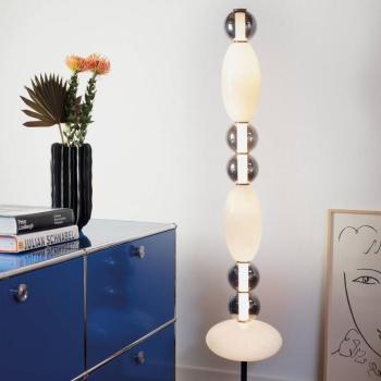 Ideal Lux LED állólámpa Lumiere, opál/szürke üveg, magasság 155 cm kép