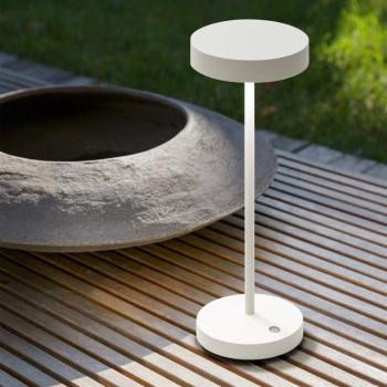 Ideal Lux LED-es újratölthető kültéri asztali lámpa Toffee fehér, fém 32 cm kép