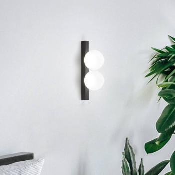 Ideal Lux LED fali lámpa Ping Pong fekete 2-lámpás opálüveggel kép