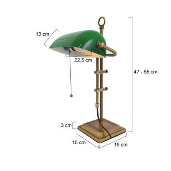 Íróasztal lámpa Ancilla, állítható bronz/zöld kép