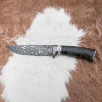 Jiří Čurda Damaszkuszi vadászkés 13,8 cm Nyírfa/tevecsont  kép