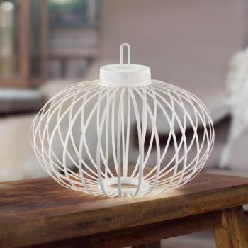 JUST LIGHT. Akuba LED-es újratölthető asztali lámpa, fehér, 37 cm, bambusz kép