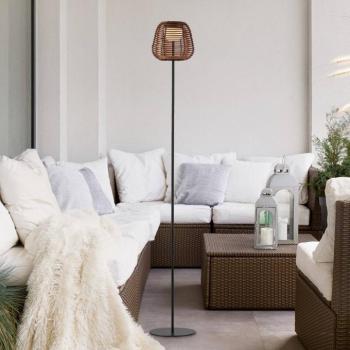JUST LIGHT. Askia LED-es újratölthető állólámpa, rattan, IP54, kép