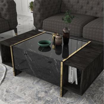  Kávésasztal VEYRON 37,3x103,8 cm fekete/arany  kép