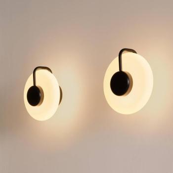 kdln LED fali világítás TRATTO, fekete, Ø 27 cm, fém/üveg kép