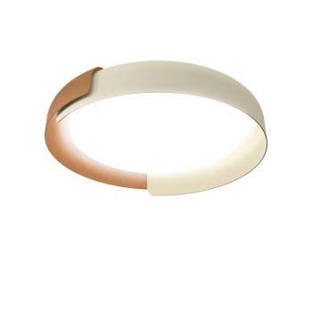 kdln LED mennyezeti világítás Dala, homokfehér/réz, Ø 58 cm, dimmelhető kép