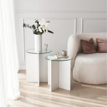  KÉSZLET 2x Kisasztal LILY átm. 40 cm fehér/átlátszó  kép