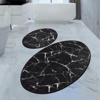  KÉSZLET 2x MARBLE fürdőszobai szőnyeg 50x60/60x100 cm fekete  kép