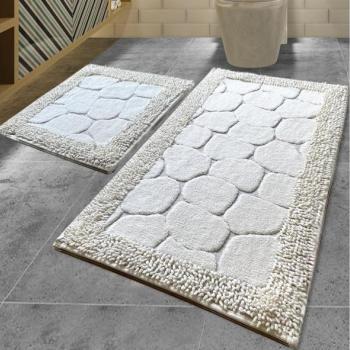  KÉSZLET 2x STONE fürdőszobai szőnyeg 60x100 cm fehér  kép