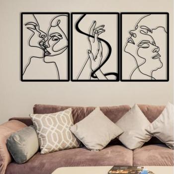  KÉSZLET 3x Fali dekoráció 109x50 cm szerelem fém  kép