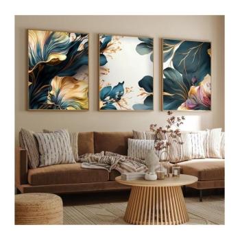  KÉSZLET 3x Kép képkeretben 50x70 cm növények  kép