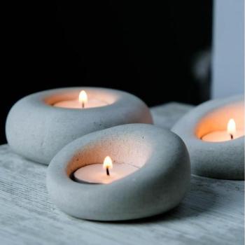  KÉSZLET 3x Tartó teagyertyákhoz 10cm/9cm/8cm beton  kép