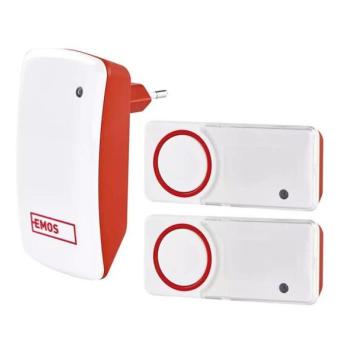  KÉSZLET Vezeték nélküli ajtócsengő + 2x gomb 230V IP44  kép