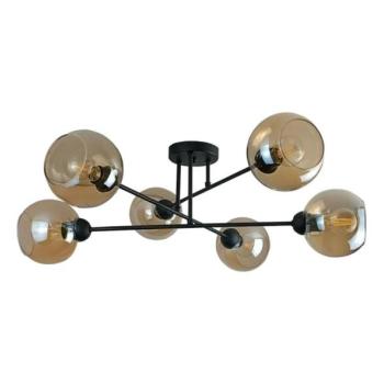 Keter Lighting Csillár rúdon VASCO 6xE27/60W/230V fekete/füstös bézs  kép