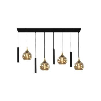 Keter Lighting Csillár zsinóron CALYPSO 4xGU10/60W/230V + 4xE27/60W fekete/arany  kép