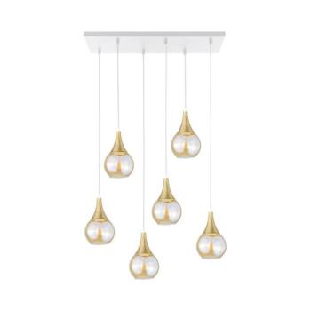 Keter Lighting Csillár zsinóron LACRIMA HONEY 6xE27/60W/230V fehér/arany/füstös bézs  kép