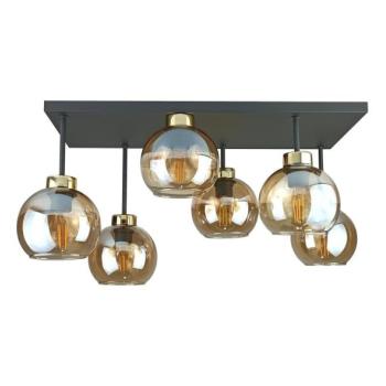 Keter Lighting Felületre szerelhető csillár  NESSA 6xE27/60W/230V fekete/arany/füstös bézs  kép