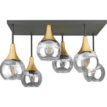 Keter Lighting Felületre szerelhető csillár  SOMA 6xE27/60W/230V fekete/arany/átlátszó  kép